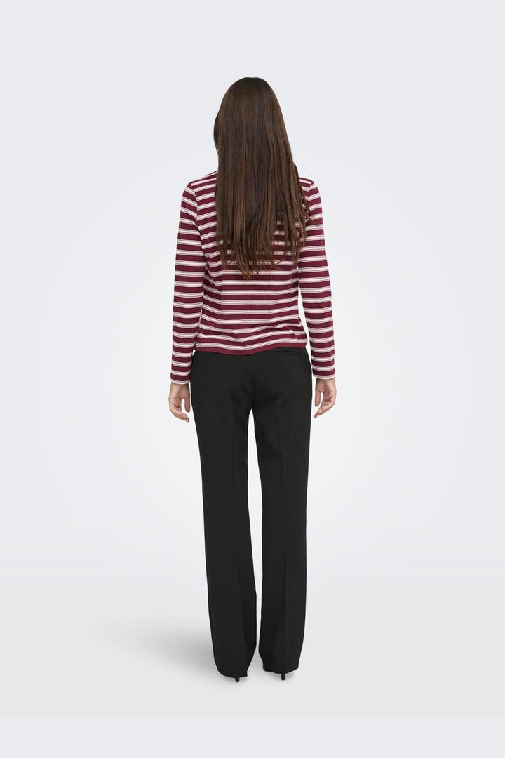 JDY - Jdypisa L/S Print Top - 5212487 Windsor Wine Chelsea Stripe + Bs Heart