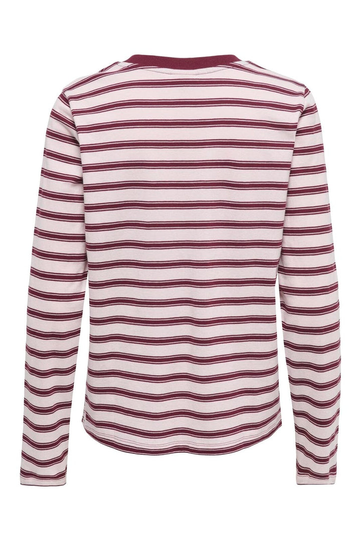 JDY - Jdypisa L/S Print Top - 5212488 Chalk Pink Chelsea Stripe + Bs Heart