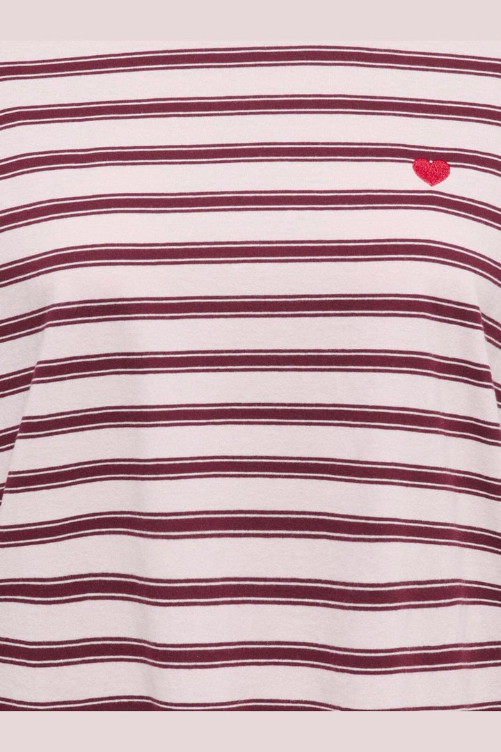 JDY - Jdypisa L/S Print Top - 5212488 Chalk Pink Chelsea Stripe + Bs Heart