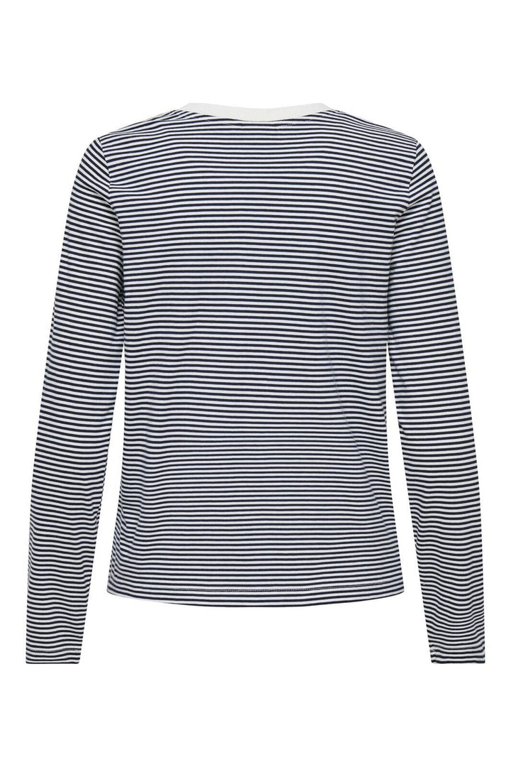 JDY - Jdypisa L/S Print Top Dia - 4876639 Cloud Dancer Sky Captain Stripes/Bs Heart