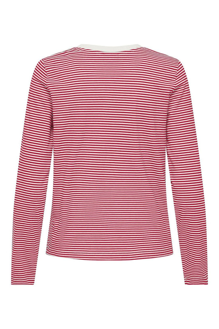 JDY - Jdypisa L/S Print Top Dia - 4935900 Cloud Dancer Ski Patrol Stripes/Bs Heart