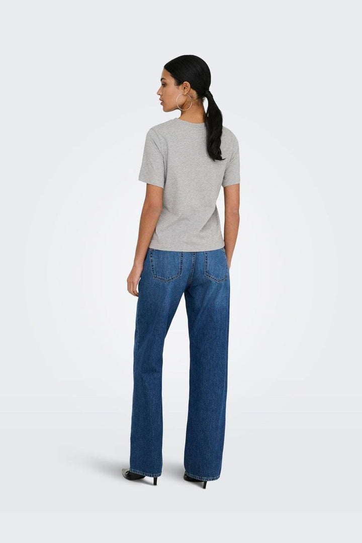 JDY - Jdypisa S/S Print Top - 4598825 Light Grey Melange Bittersweet Heart