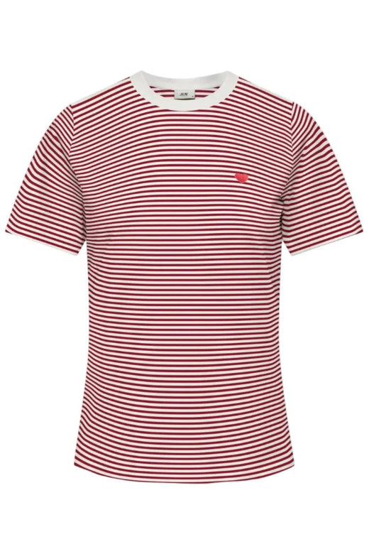 JDY - Jdypisa S/S Print Top - 4984885 Cloud Dancer Rhubarb Stripes And Bs Heart T-shirts 