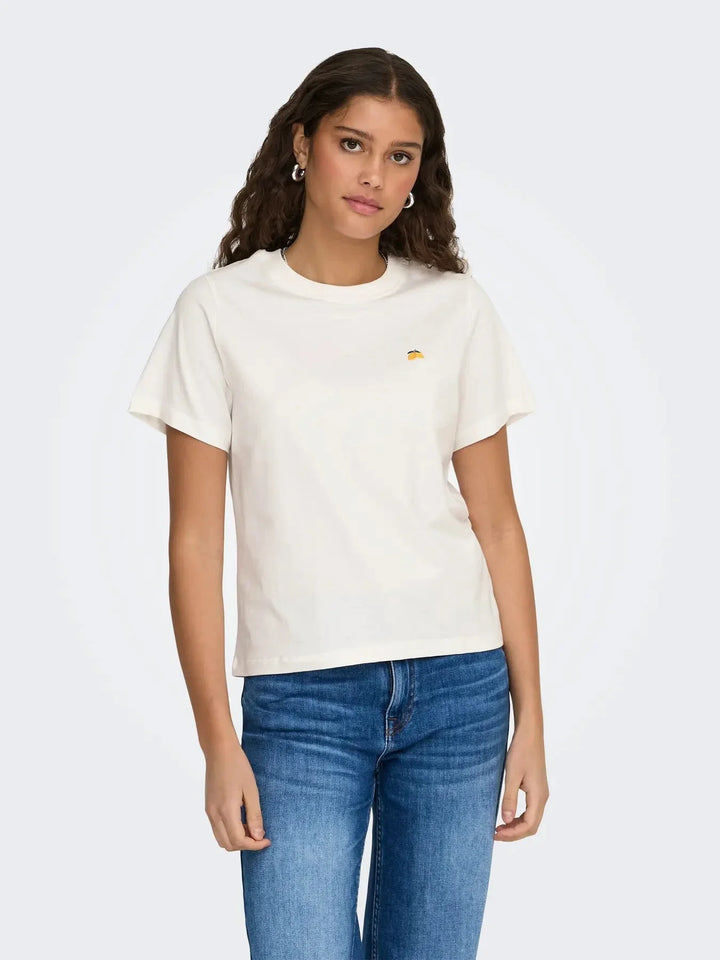 JDY - Jdypisa S/S Print Top - 4998330 Cloud Dancer Lemon T-shirts 