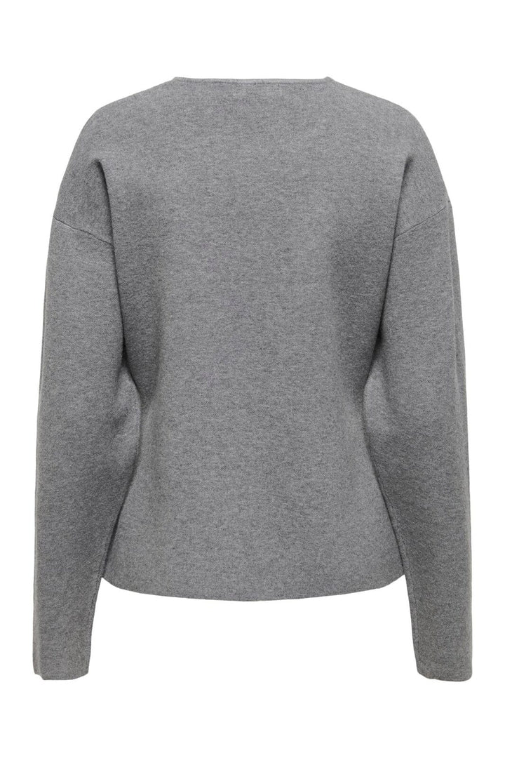 JDY - Jdyprime Life L/S Waist Button Cardi Knt - 4945774 Medium Grey Melange W Black Buttons