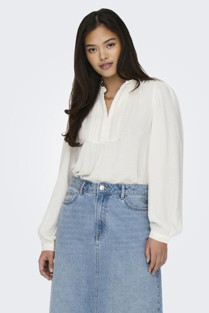 JDY - Jdyrachel Life L/S Pintuck Top - 4505028 Cloud Dancer