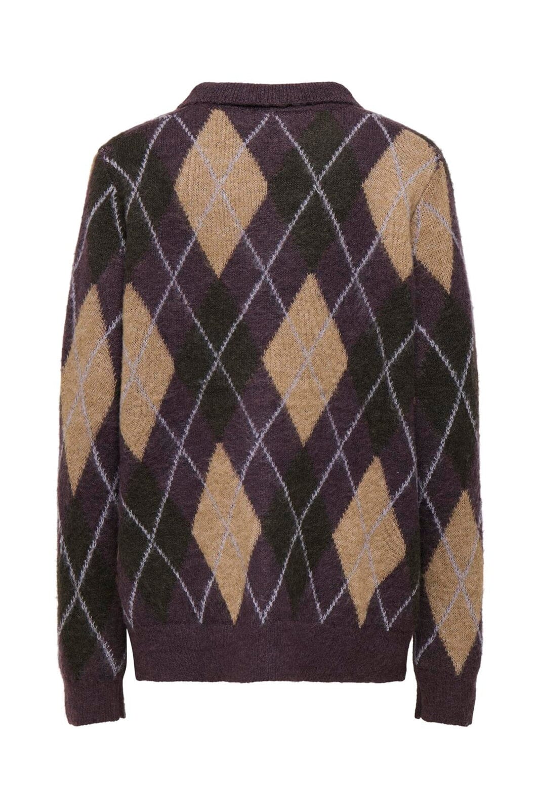 JDY - Jdyreese L/S Argyle Cardigan Knt - 5112638 Plum Perfect W. Chocolate Torte/ Toasted Coconut/ Lavender Gray Argyle