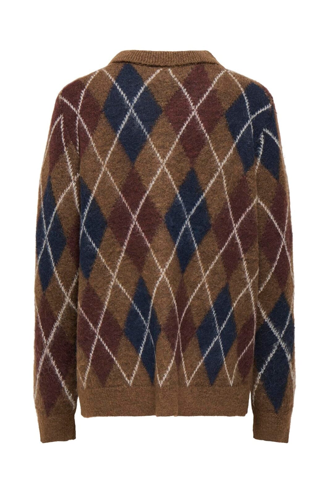 JDY - Jdyreese L/S Argyle Cardigan Knt - 5112639 Bison W. Rum Raisin/ Black Iris/ Oatmeal Argyle
