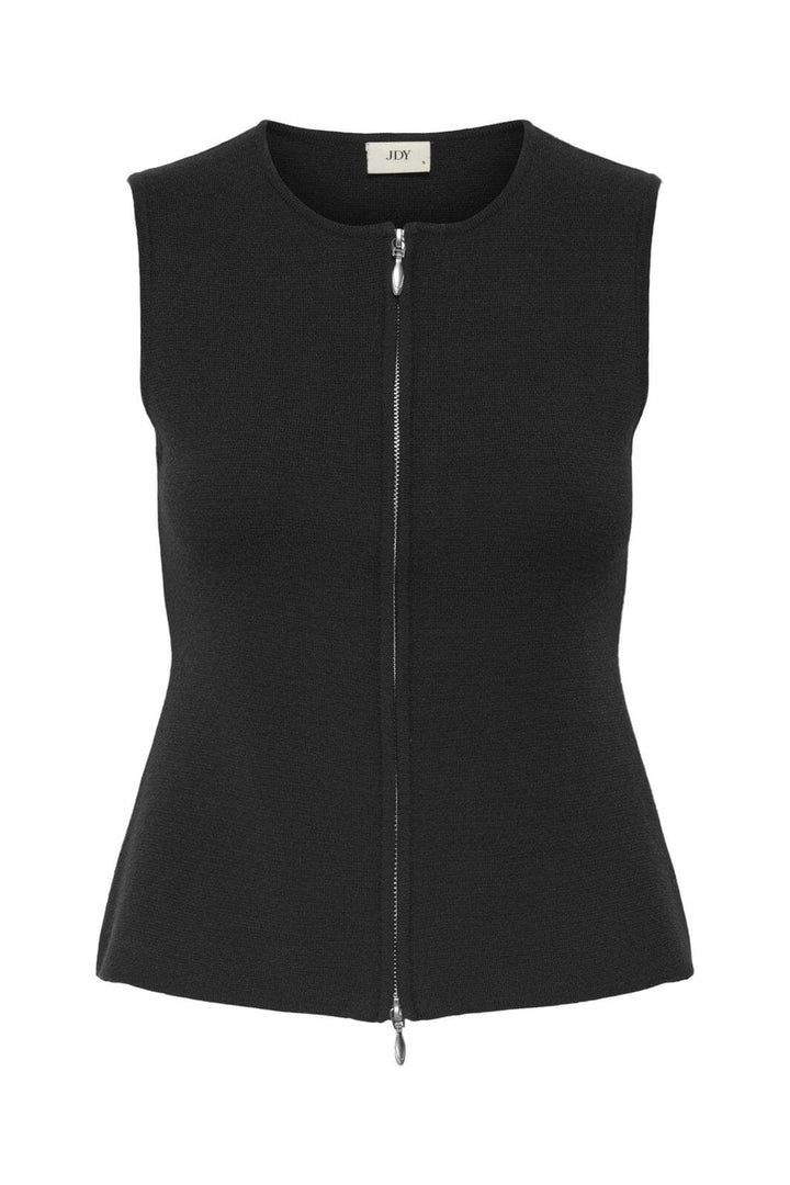 JDY - Jdyriley S/L O-Neck Two Way Zip Vest Knt - 4907209 Black