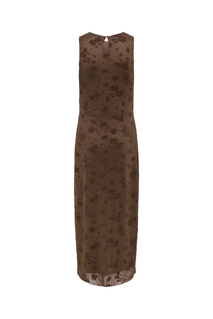 JDY - Jdyruby S/L Rouching Flock Dress - 5019824 Chocolate Brown Big Flower