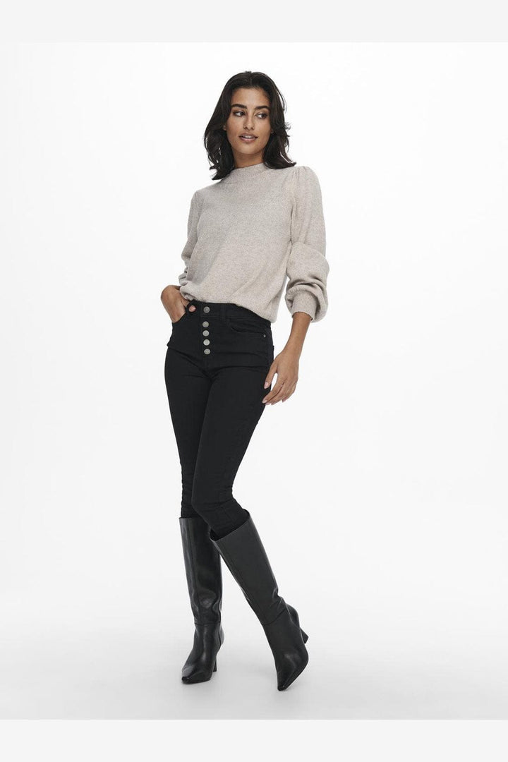 JDY - Jdyrue Life L/S Pullover Knt - 3716766 Chateau Gray Melange