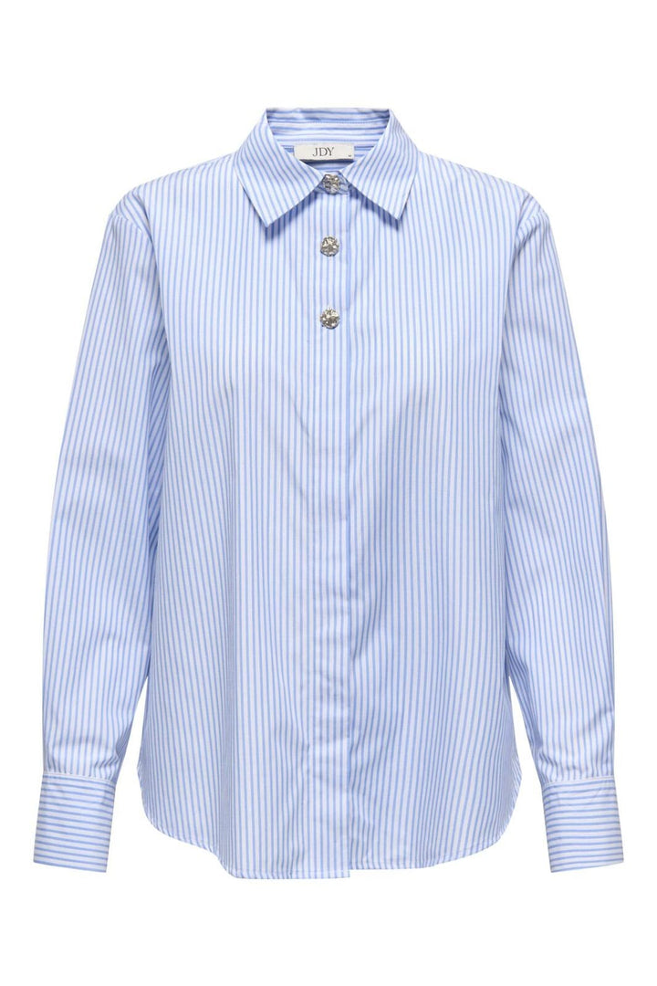 JDY - Jdysoho L/S Loose Striped Shirt - 4950438 White Cashmere Blue