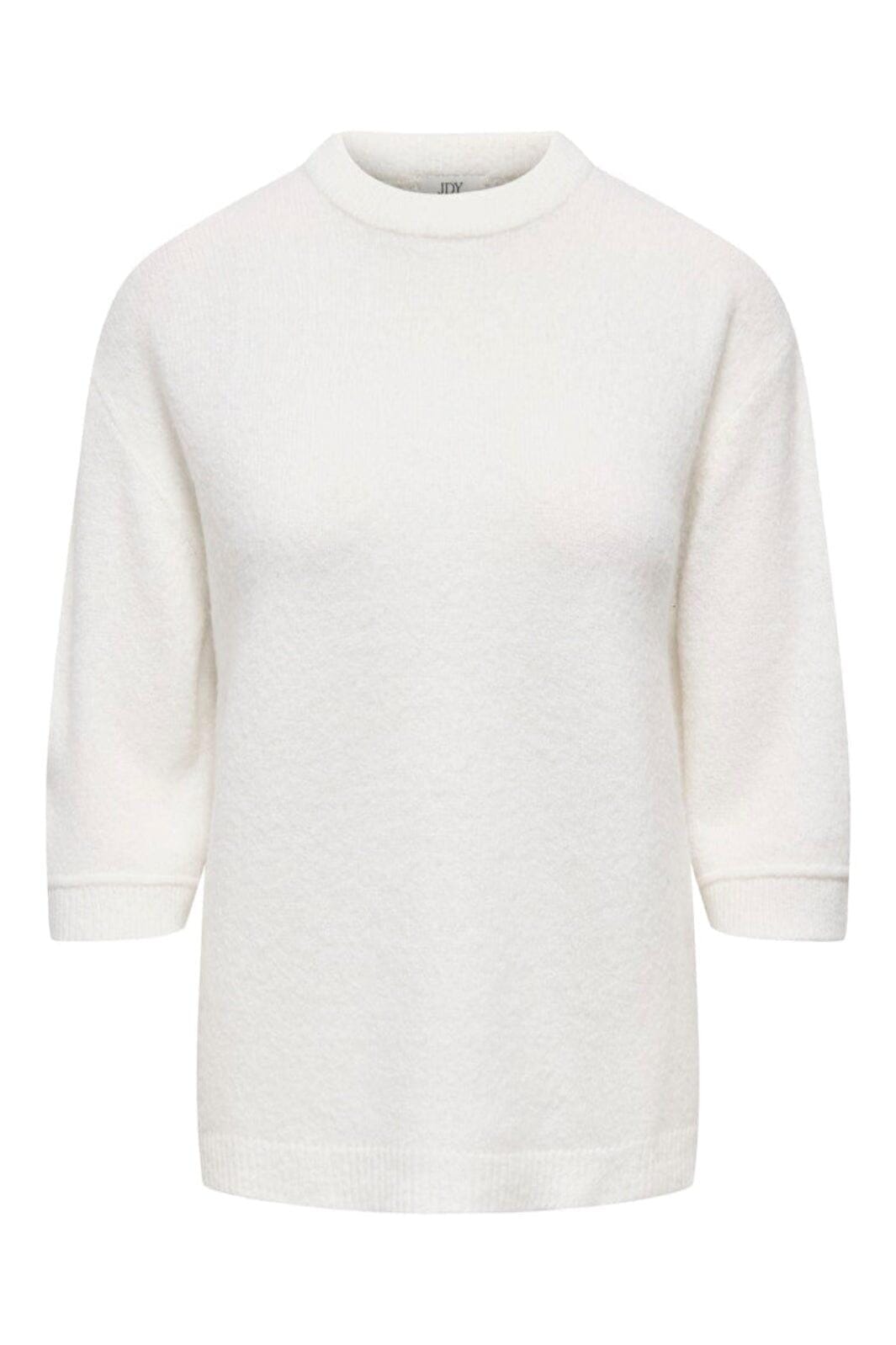 JDY - Jdysonja S/S O-Neck Pullover Knt - 4960456 Cloud Dancer Melange Strikbluser 