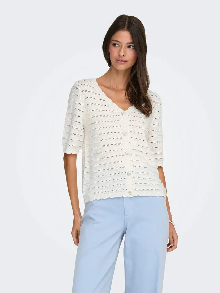 JDY - Jdytanja 2/4 V-Neck Cardigan Knt - 4926973 Cloud Dancer Cardigans 