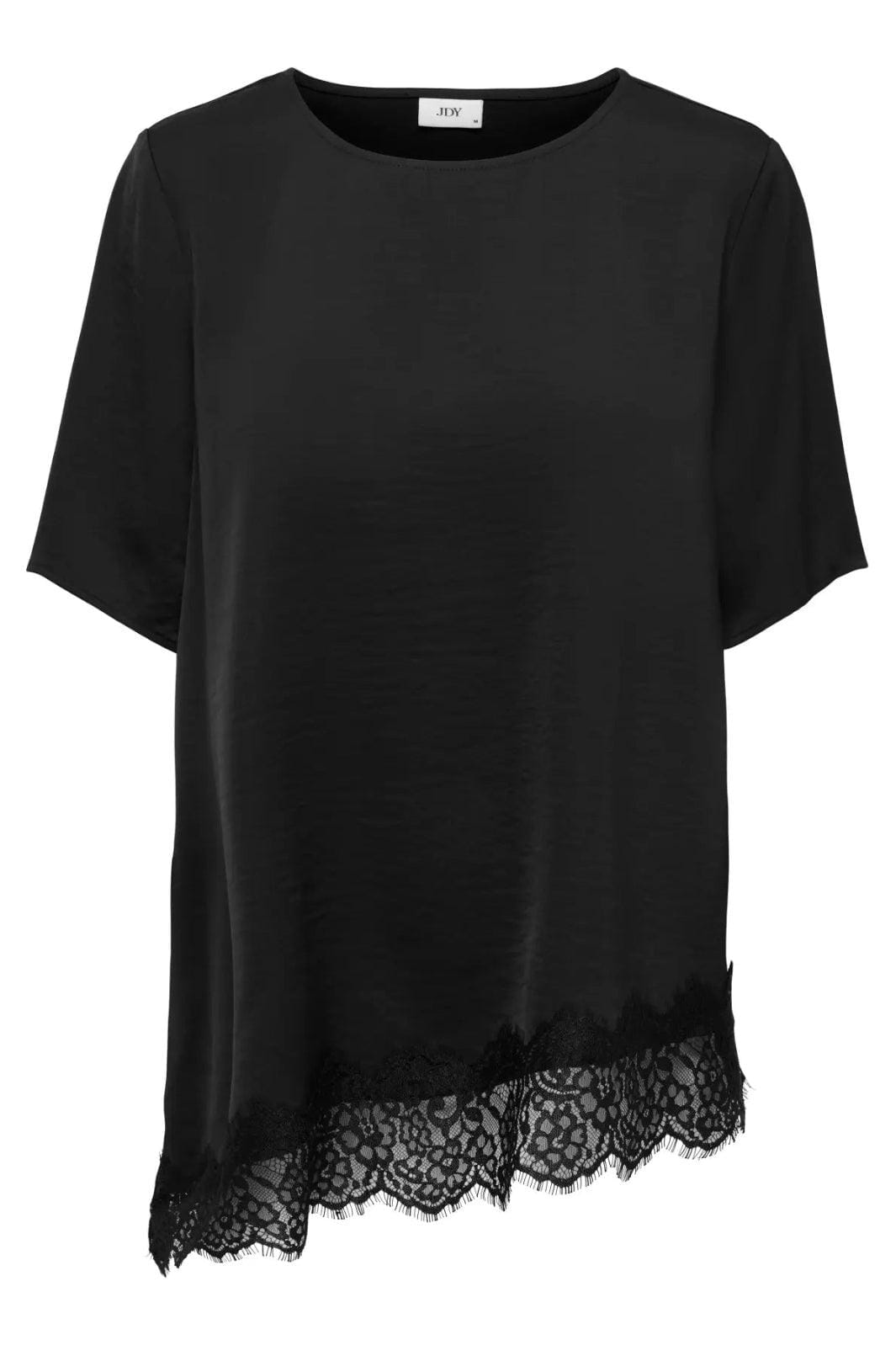 JDY - Jdyurba S/S Assymmetric Top - 5151513 Black With Black Lace T-shirts 