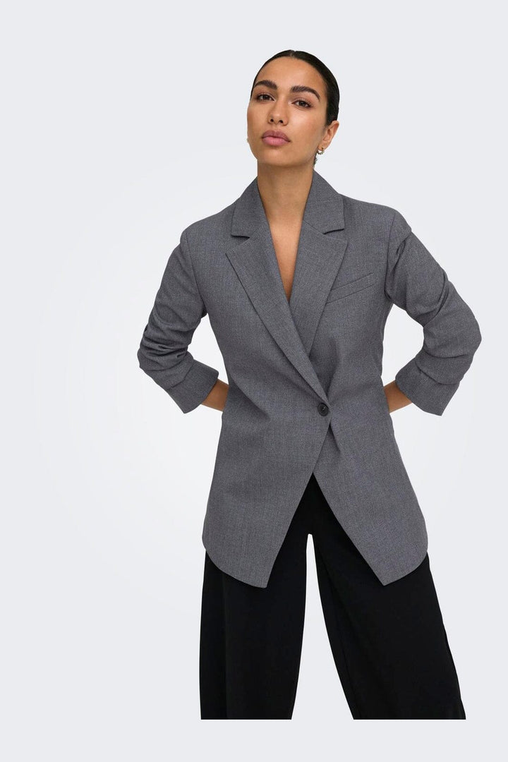 JDY - Jdyvalerie L/S Fitted Blazer - 5082542 Dark Grey Melange