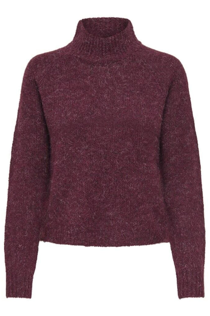 JDY - Jdyzoey Life L/S Hn Raglan Pul Knt - 4890258 Maroon Banner Melange Strikbluser 