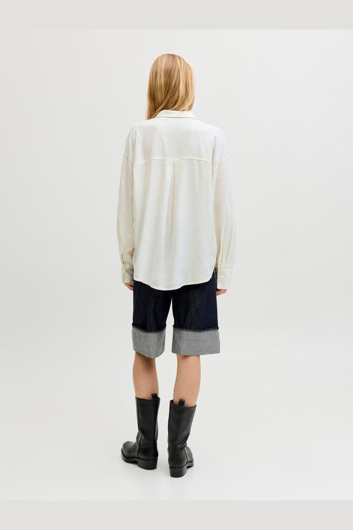 Jjxx - Jxalmira Linen Blend Ls Shirt Ln - 4906558 Blanc De Blanc