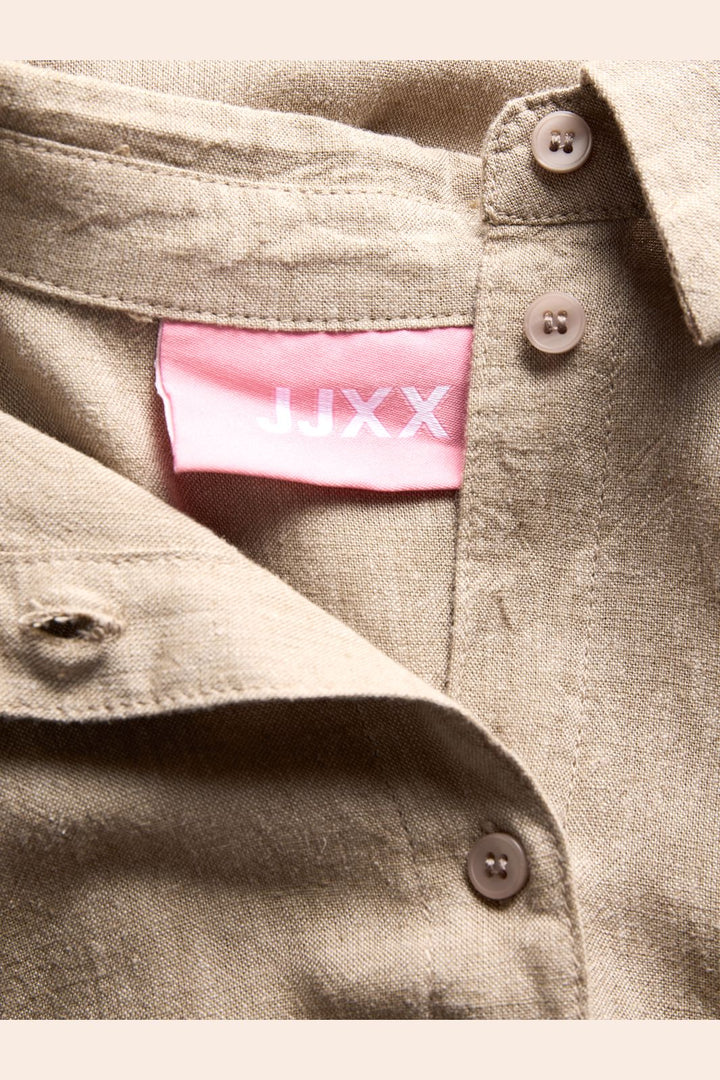 Jjxx - Jxalmira Linen Blend Ls Shirt Ln - 4919736 Silver Mink