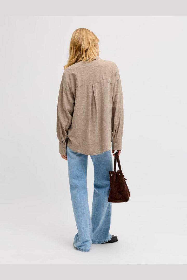 Jjxx - Jxalmira Linen Blend Ls Shirt Ln - 4919736 Silver Mink