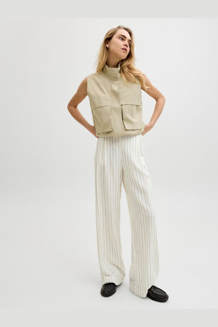 Jjxx - Jxalmira Linen Blend Pant Ln - 4919744 Blanc De Blanc Silver Mink