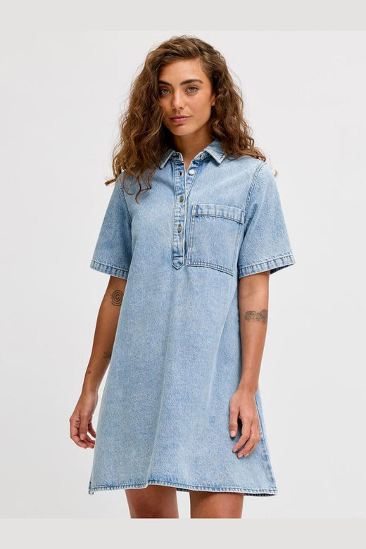 Jjxx - Jxamara Sille Ss Short Dress Sn - 4907322 Light Blue Denim