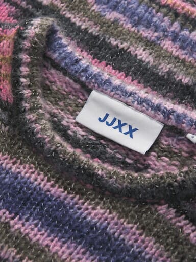 Jjxx - Jxamelia Crew Neck Knit - 4841933 Barberry /Multi Color Strikbluser 