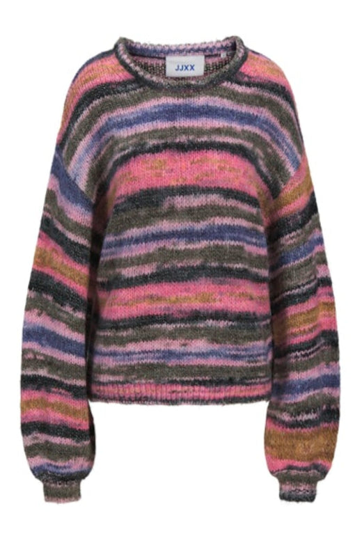 Jjxx - Jxamelia Crew Neck Knit - 4841933 Barberry /Multi Color Strikbluser 