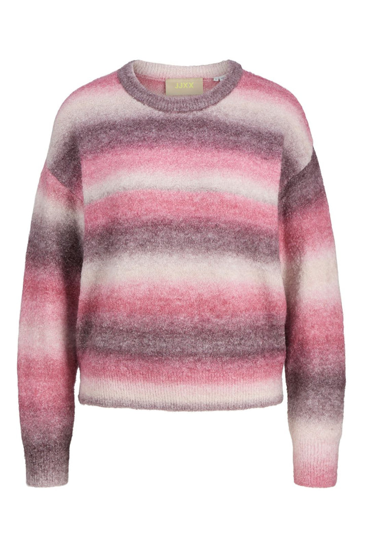 Jjxx - Jxamira Crew Neck Knit Ln - 4844635 Barberry /Space Dye Strikbluser 