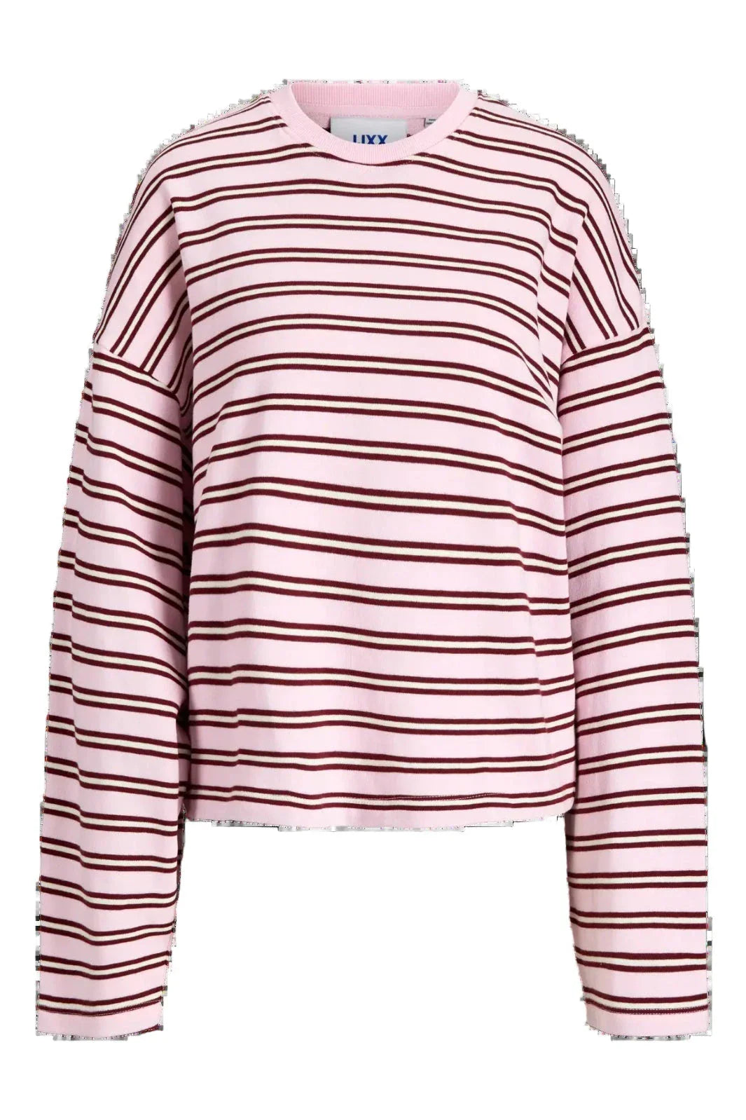 Jjxx - Jxbillie Loose Ls Stripe Sweat Swt - 5093323 Pink Lady Vanilla Ice/Cabernet Bluser 