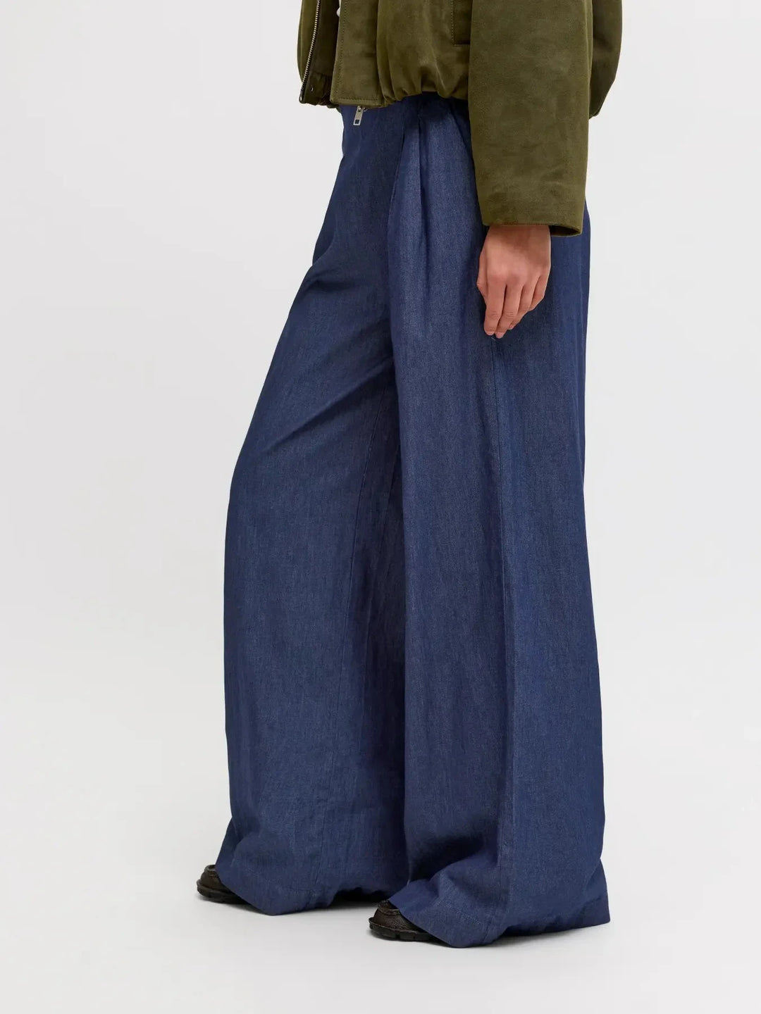 Jjxx - Jxdebby Chambrey Wide Pants - 4954871 Dark Blue Denim Bukser 