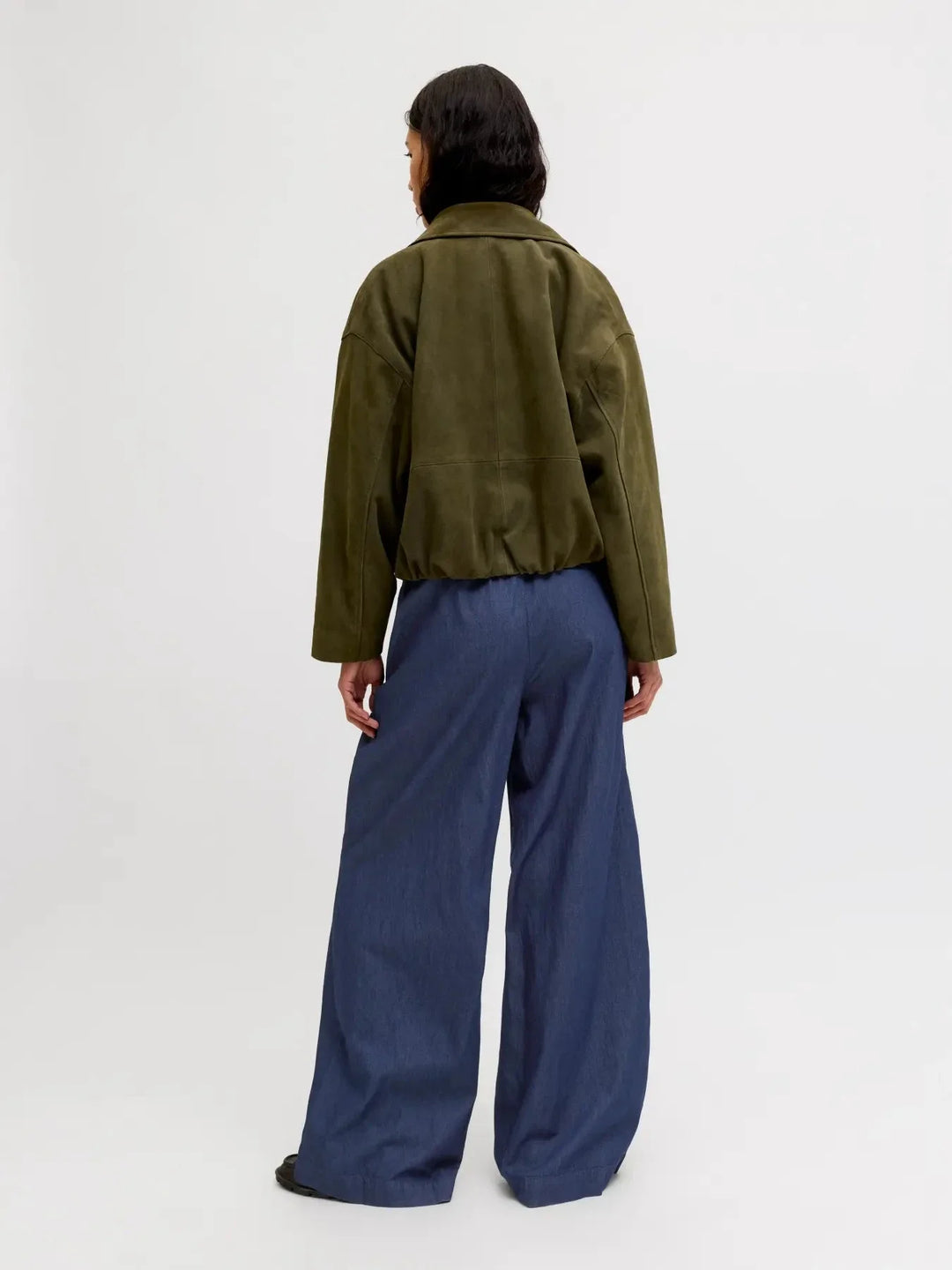 Jjxx - Jxdebby Chambrey Wide Pants - 4954871 Dark Blue Denim Bukser 