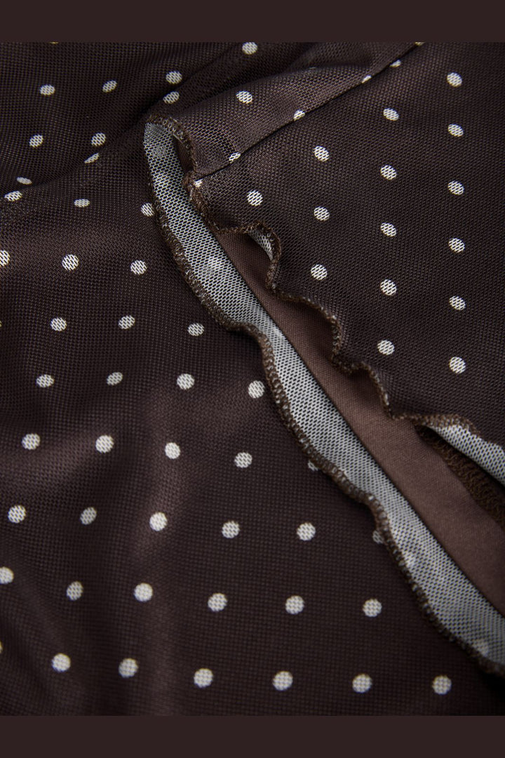 Jjxx - Jxelvira Mesh Sl Scarf Top - 4954829 Seal Brown Dot