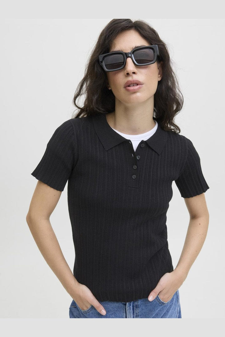 Jjxx - Jxhadley Tight Ss Polo Knit - 4791542 Black