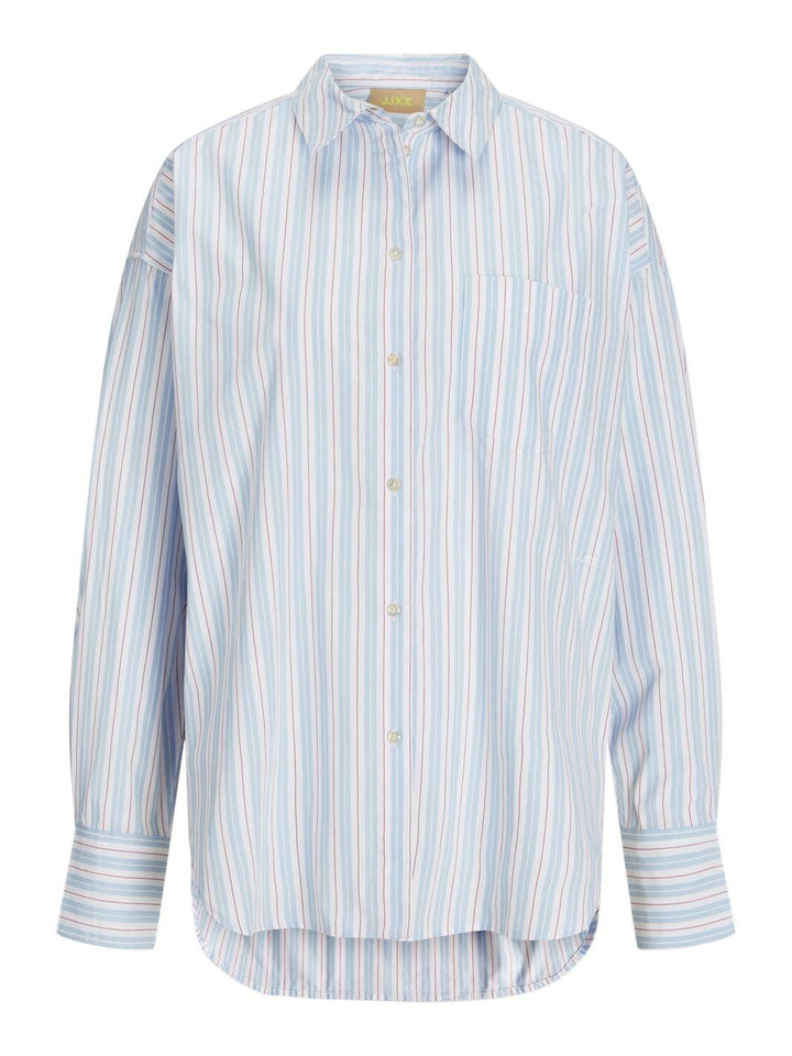 Jjxx - Jxjamie Ls Relaxed Poplin Shirt - 4706947 Cashmere Blue Ea W. Red