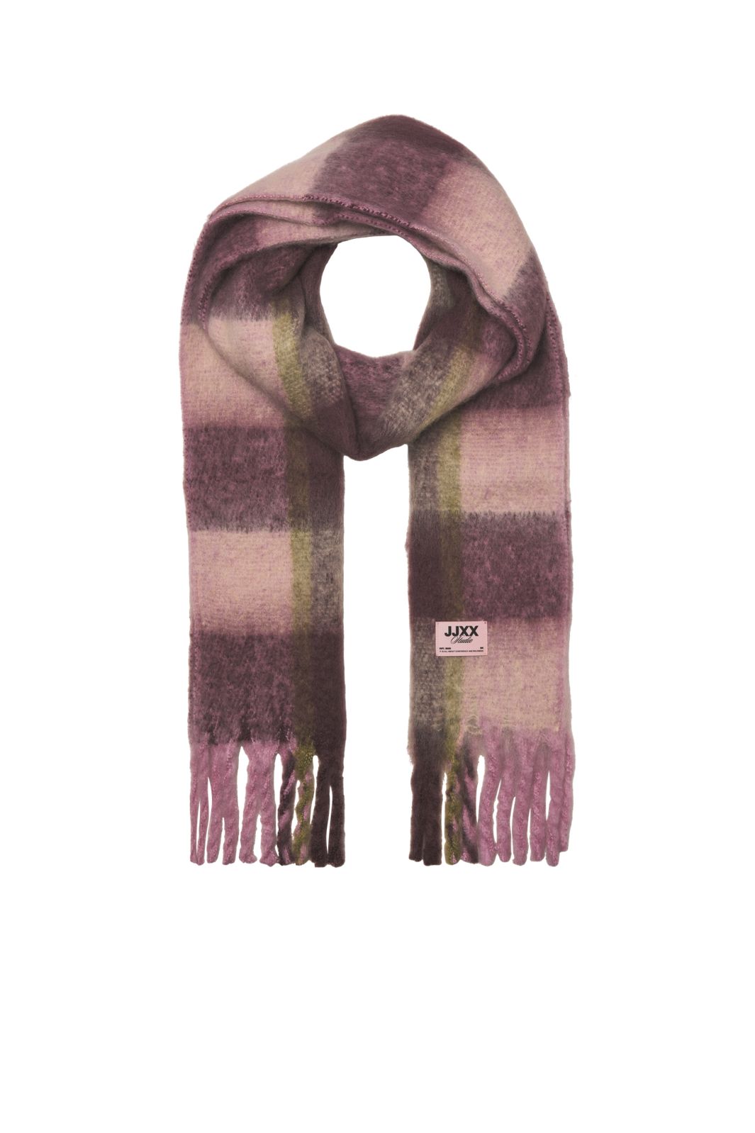 Jjxx - Jxleslie Scarf Acc Sn - 5035924 Pink Nectar W Winetasting And Green Moss