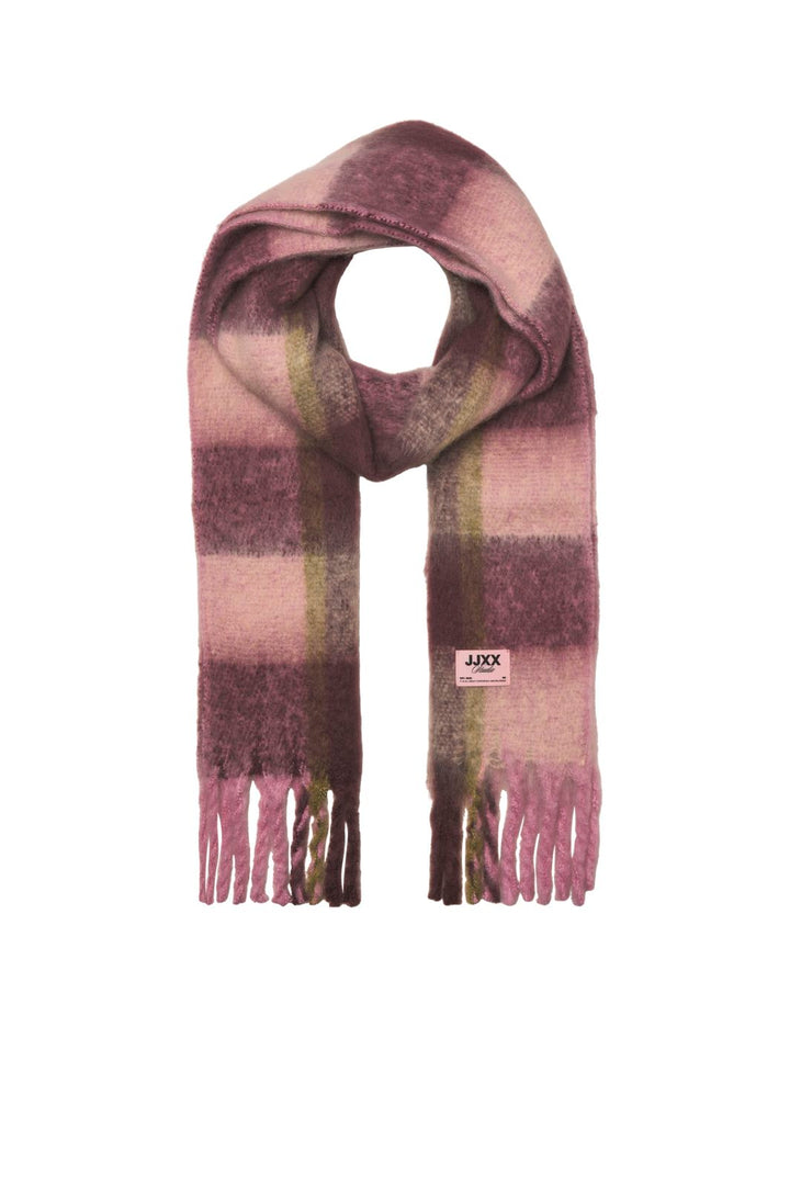 Jjxx - Jxleslie Scarf Acc Sn - 5035924 Pink Nectar W Winetasting And Green Moss
