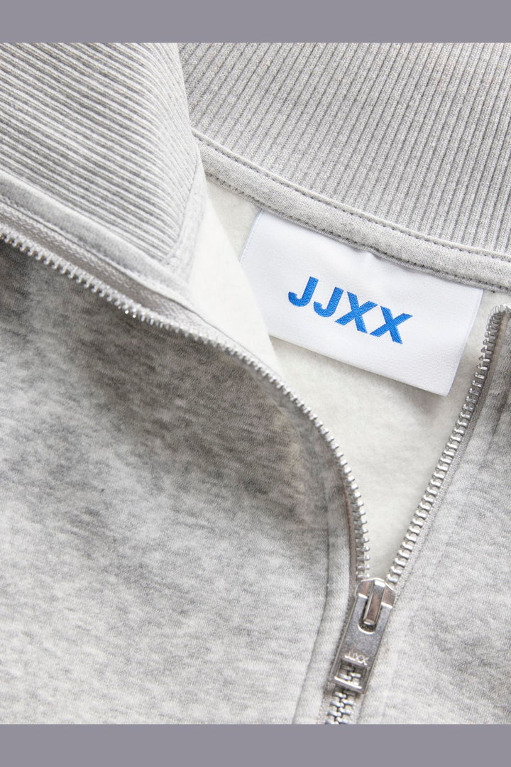 Jjxx - Jxstudio Vesterbro Flat Knit Zip Swt Sn - 5000235 Light Grey Melange Bright White Jjxx Studio