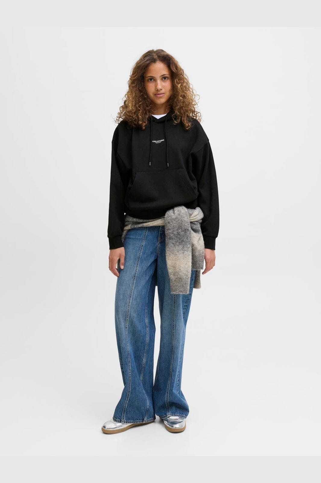 Jjxx - Jxstudio Vesterbro Ls Rlx Hood Swt - 4846035 Black Bright White Jjxx Studio