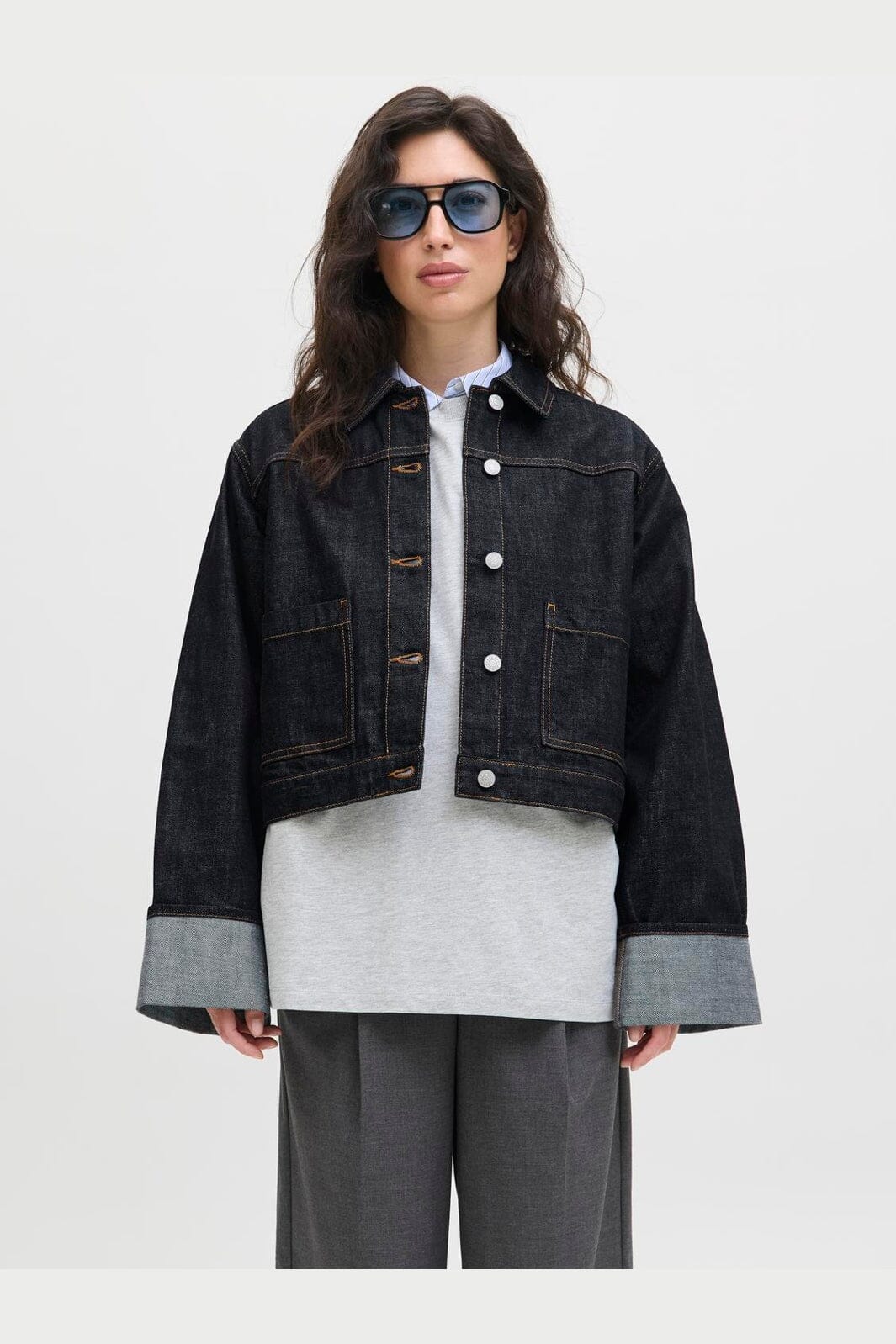 Jjxx - Jxvega Denim Jacket Fold Up R269 - 4825511 Dark Blue Denim