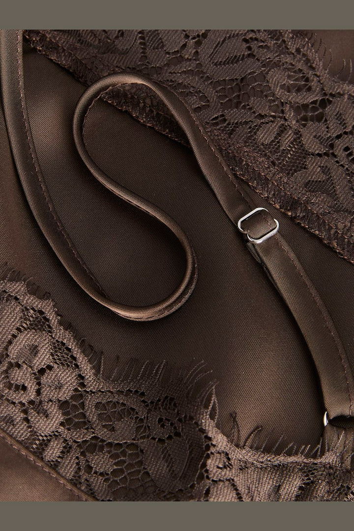 Jjxx - Jxvima Satin Sl Lace Mix Dress Ln - 5130794 Demitasse