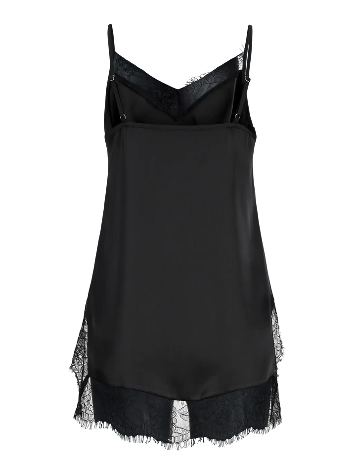 Jjxx - Jxvima Singlet Satin Lace Long Top - 5076719 Black Toppe 