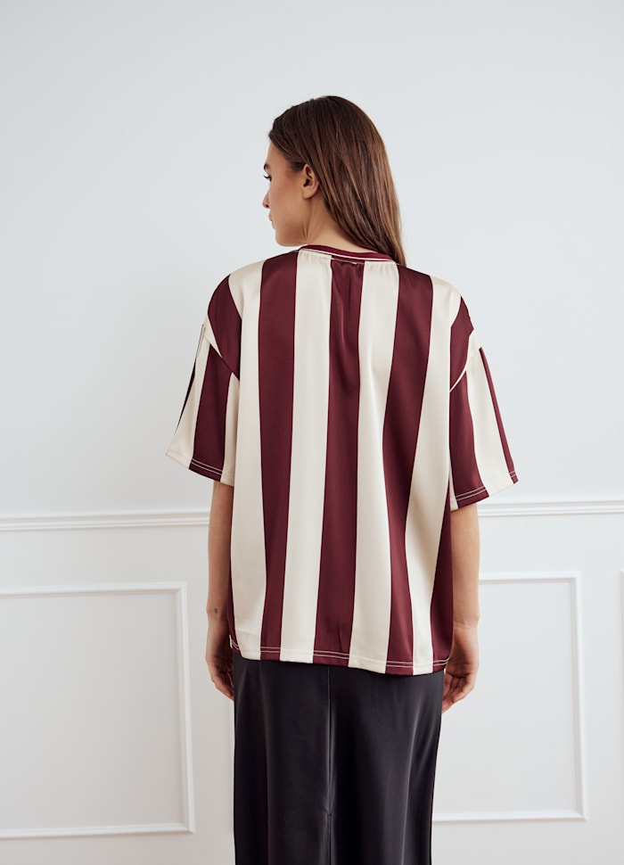 Noella - Lucena Blouse 14060002 - 1382 - Mahogany Ivory Stripe