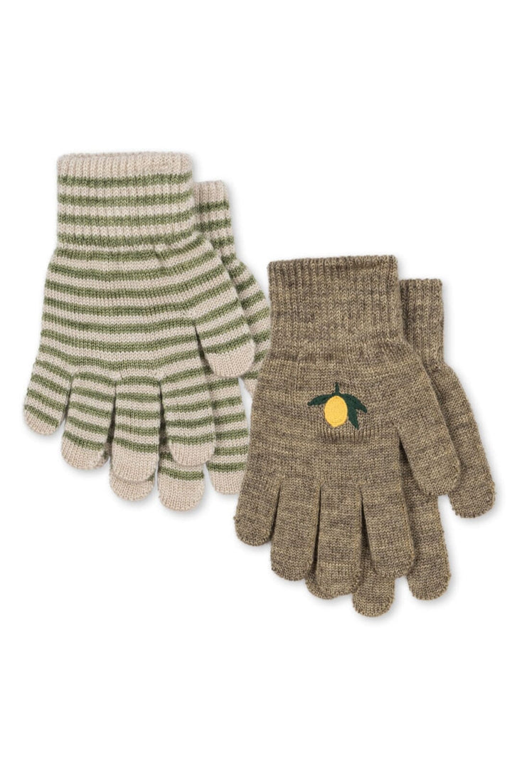Konges Sløjd - 2 Pack Filla Gloves Ks103430 - Lemon/stripe