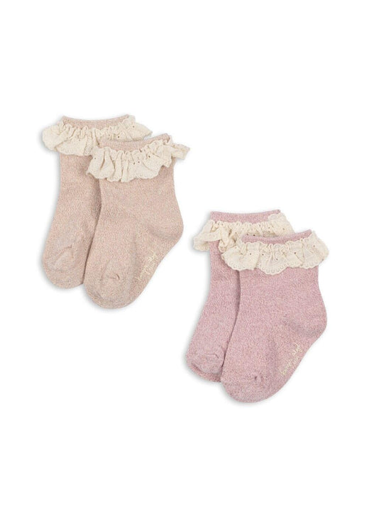 Konges Sløjd - 2 Pack Glitter Frill Socks Ks105221 - Rosette