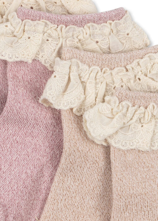 Konges Sløjd - 2 Pack Glitter Frill Socks Ks105221 - Rosette