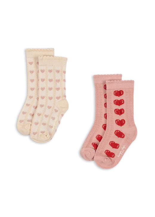 Konges Sløjd - 2 Pack Heart Jaquard Socks Ks105841 - Heart Mix