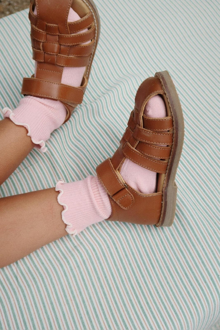 Konges Sløjd - 2 Pack Rib Frill Socks Ks103290 - Rose/off White