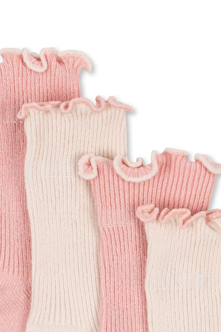 Konges Sløjd - 2 Pack Rib Frill Socks Ks103290 - Rose/off White