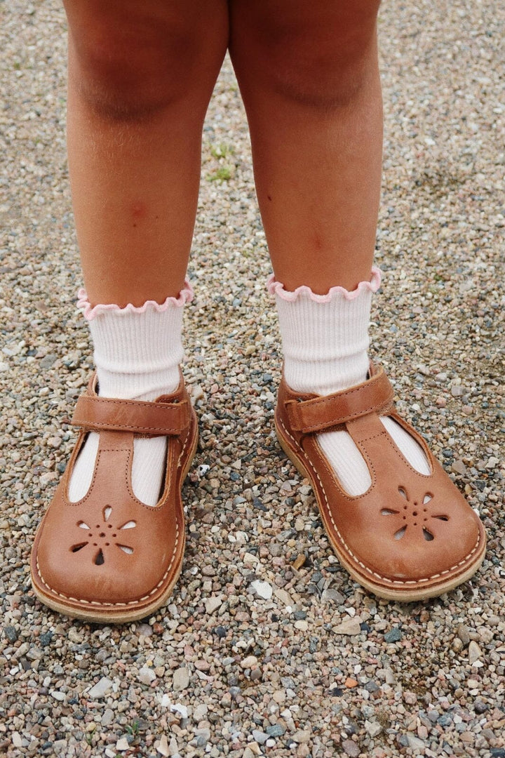 Konges Sløjd - 2 Pack Rib Frill Socks Ks103290 - Rose/off White